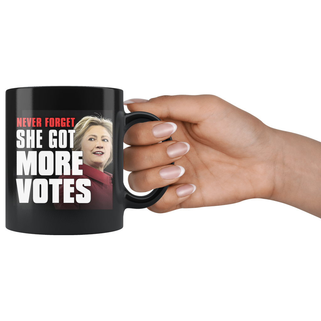 Never Forget - She Got More Votes (Hillary Clinton) Black Coffee Mug