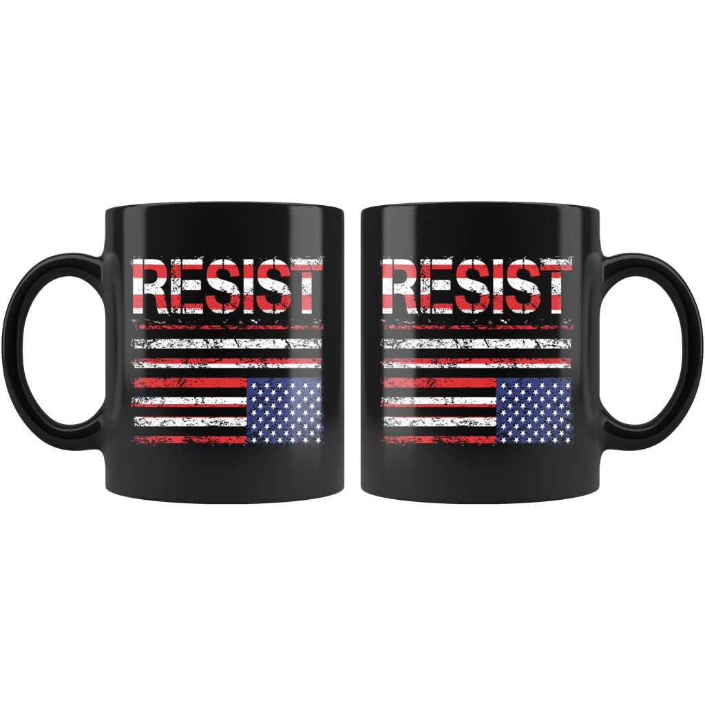 RESIST (with American Flag in Distress) Mug (black)
