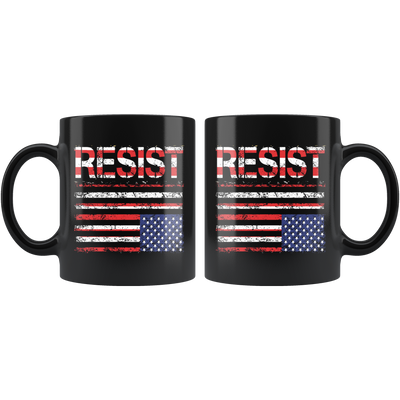 RESIST (with American Flag in Distress) Mug (black)