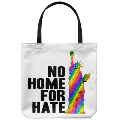 No Home For Hate (with Statue of Liberty) Rainbow Tote Bags