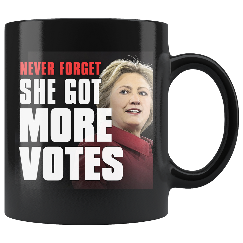 Never Forget - She Got More Votes (Hillary Clinton) Black Coffee Mug